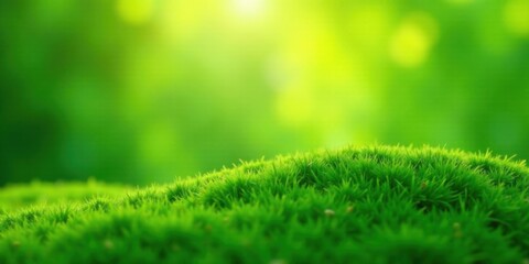 Aufkleber - Vibrant Green Grass Hill in Soft Sunlight Background