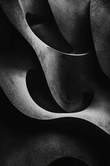 Poster - Monochrome Abstract Curved Surfaces with Smooth Grey Gradients
