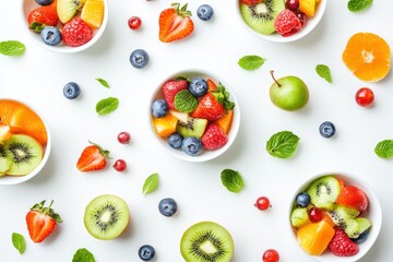 Wall Mural - isolated white background fruit salad