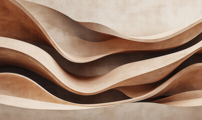Poster - Abstract Wave-like Architectural Design in Earth Tones
