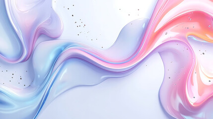 Fototapete - Futuristic banner featuring abstract liquid wavy shapes on white background luxury abstract modern geometric white shiny futuristic technology banner template, cover, print ad, presentation, brochure
