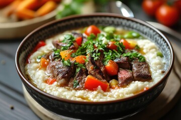 Wall Mural - Keshkek wheat porridge with meat and veggies from Turkey