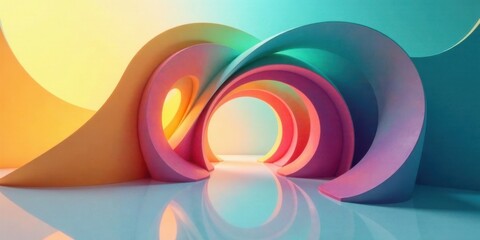 Aufkleber - Abstract Pastel Swirls Creating a Dreamlike Tunnel of Color and Light