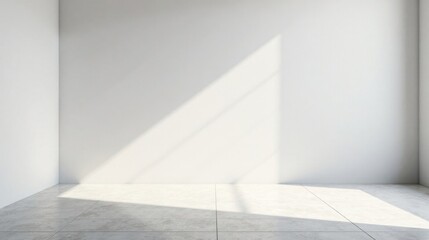 Poster - Empty Room with Sunlight Streaming Through Window Illuminating Plain Walls and Floor