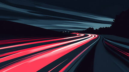 Aufkleber - Generic and unbranded modern car run with light trails by night, illustration