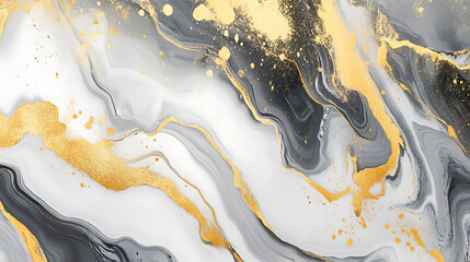 Poster - Gold and white patterned natural of dark gray marble texture background for product design