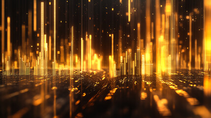 Poster - Gold stock market trading forex investing graph, 3d rendering