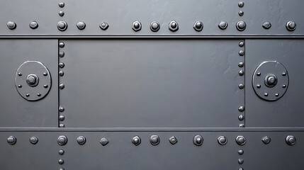 Aufkleber - Gray flat sheet metal fastened with rivets with frame for writing messages, suitable for making background images and banner designs