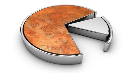 Poster - Metallic Pie Chart with a Missing Slice: Data Visualization Graphic