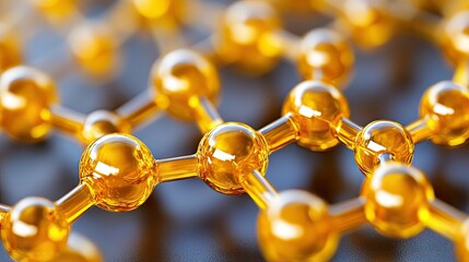 Poster - Microscopic View of Golden Molecular Structure