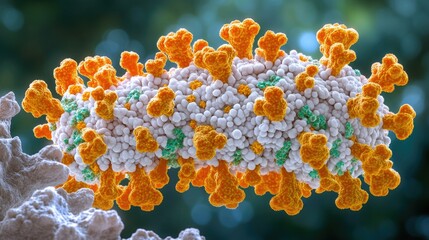 Poster - Microscopic Visualization of a Virus: Detailed 3D Render of Viral Structure