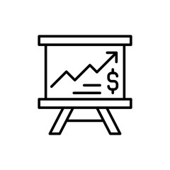 Poster - Financial planning outline icons, minimalist vector illustration ,simple transparent graphic element .Isolated on white background