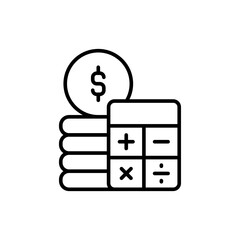 Fototapete - Financial planning outline icons, minimalist vector illustration ,simple transparent graphic element .Isolated on white background