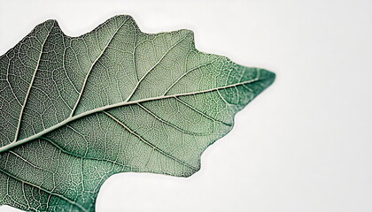A green oak leaf on a white background