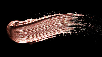 Aufkleber - Rose gold foil brush mascara stroke, pink sparkle glossy metallic grunge or smudge paint texture isolated on black background