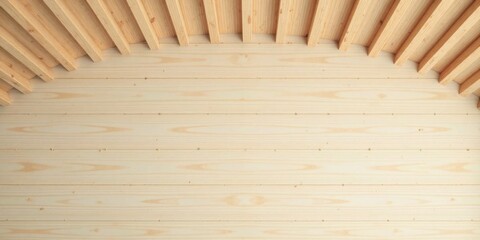 Aufkleber - Arched Wooden Ceiling and Wall Paneling A Natural Interior Design Texture