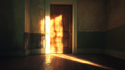 Poster - The light shining behind a closed doors