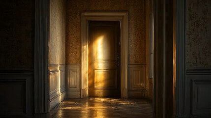 Poster - The light shining behind a closed doors