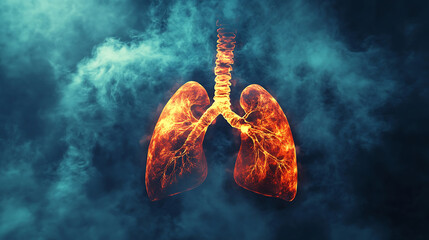 Poster - unhealthy lungs breathing smoke and pollution