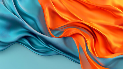 Aufkleber - Trendy liquid 3d illustration background of orange teal blue waves, modern flowing gradient abstract, wallpaper banner with copy space for branding and product presentation, institution talks web