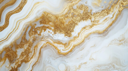 Poster - White and gold marble texture background
