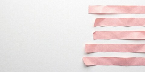 Aufkleber - Pink paper strips on white background, minimalist design, blank space for text