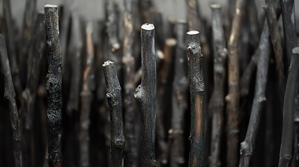 Poster - Charcoal Branches: A Dark and Textured Nature Photography