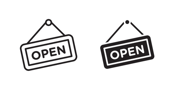 Open signs set vector graphics designs