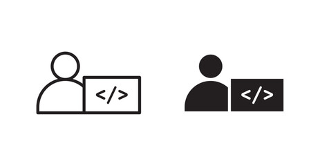 Programmer icon set vector graphics designs