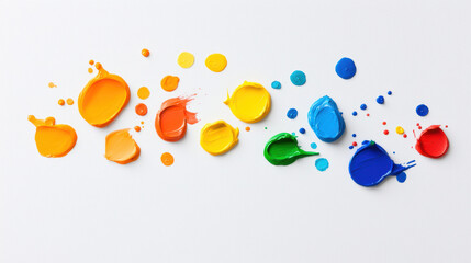 Aufkleber - Colorful paint blobs arranged artistically on white canvas, showcasing vibrant hues. Perfect for creative projects and artistic inspiration