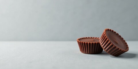 Poster - Close-up of two delectable chocolate candies on a neutral surface
