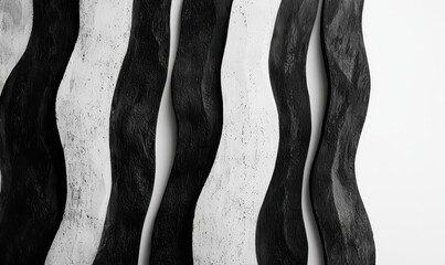 Poster - Monochromatic Abstract Wavy Lines with Black and White Contrast
