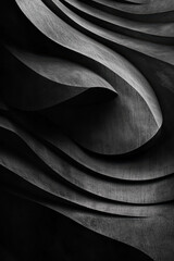 Poster - Dynamic Grey Abstract with Flowing Curves and Shadows in Monochrome Palette