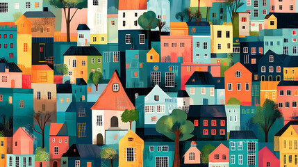 Aufkleber - Colorful illustration of a diverse community