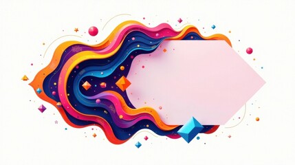 Leinwandbilder - Abstract Colorful Wave Design with Blank Space for Text and Geometric Shapes