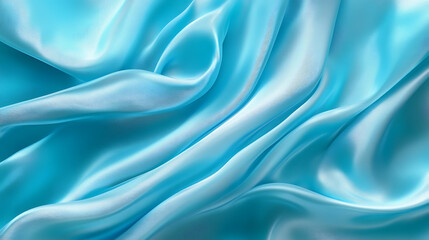 Poster - Flowing cyan cloth background, 3d rendering
