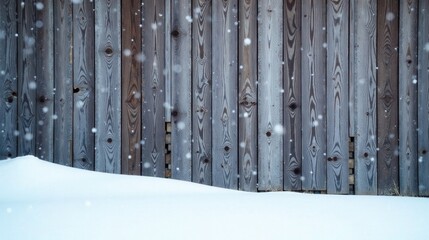 Aufkleber - Winter Wonderland Snow Falling on Rustic Wooden Fence