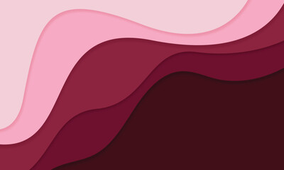 Poster - Abstract modern red and pink wave papercut style background suitable for desktop wallpaper, poster and banner design