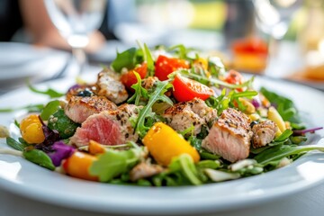 Wall Mural - Tuna salad on a white plate