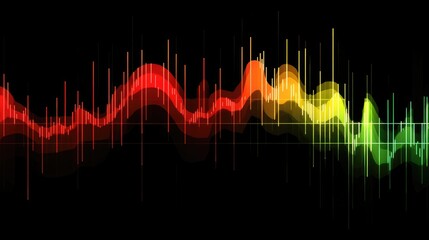 Poster - A close-up of a digital financial chart with rising and falling lines, candlesticks in red and green, set on a dark background for a sharp, data-driven feel.