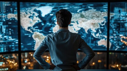 Poster - Person Observing Global Network Data on Large Screens