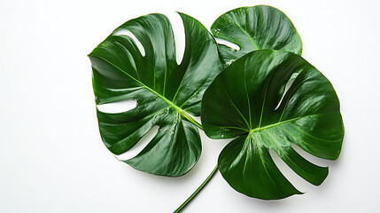 Poster - Tropical leaves with white background