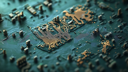 Poster - Uk map printed on a microchip