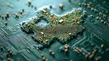 Poster - Uk map printed on a microchip