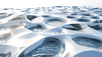 Poster - Water surface with creative geometric structure, 3d rendering
