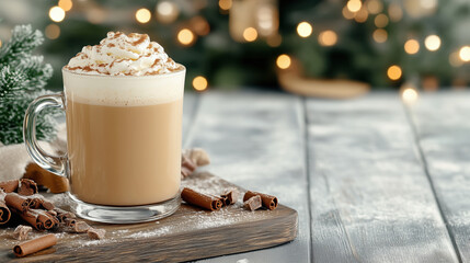 Wall Mural - Delicious hot cocoa topped with whipped cream and chocolate shavings