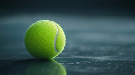 close-up image of a tennis ball on the court