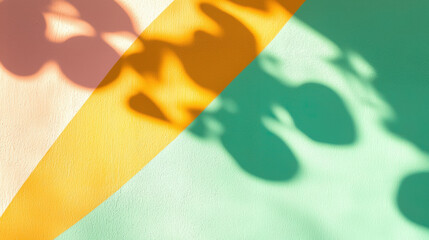 Aufkleber - Colorful shadows cast on textured wall create vibrant, artistic scene. interplay of light and color evokes sense of creativity and warmth