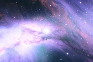 Wall Mural - Purple gas nebulae in space and sparkling stars