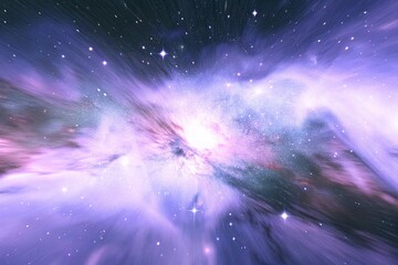 Wall Mural - Purple gas nebulae in space and sparkling stars